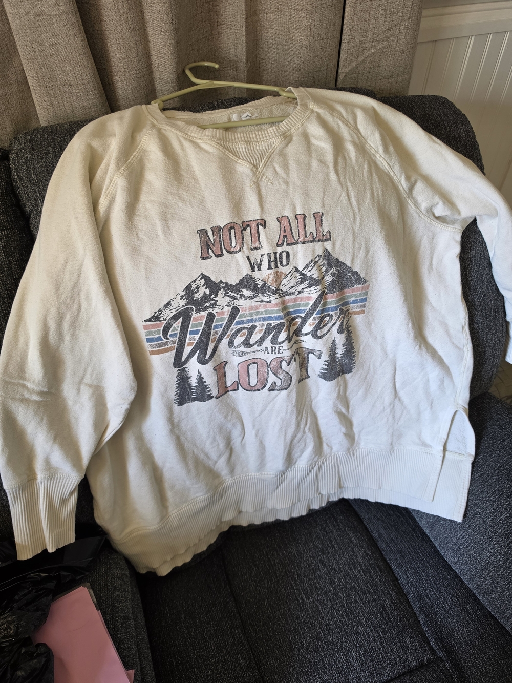 Maurices Cream Graphic Crewneck Sweatshirt with Mountain Print